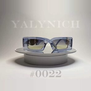 Havana Crystal Blue Rectangle — Sunglasses #0022